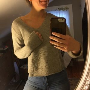 Gray knit sweater with detail